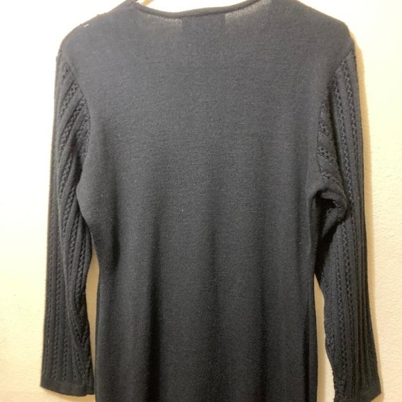 Vintage Carole Little Black Knit Button Front Sweater Maxi Dress Petite Medium - Picture 2 of 5